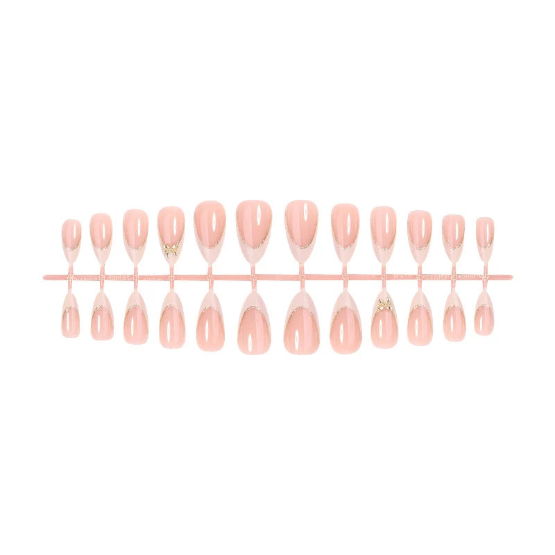 Press-On Nail Set Fine Glitter Tips Glue & Guide