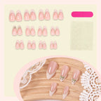 Press-On Nail Set Fine Glitter Tips Glue & Guide