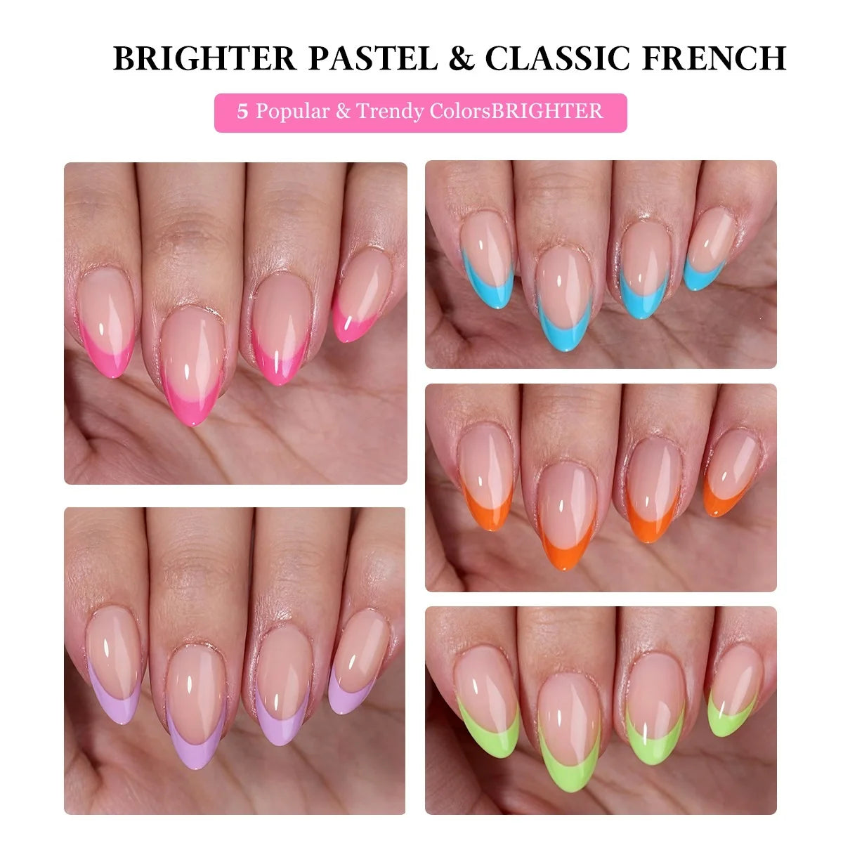 Press-On Nail Set Five Vibrant Shades Easy Application