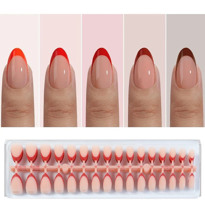 Press-On Nail Set Five Vibrant Shades Easy Application