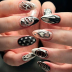 Press-On Nail Set Flame Design Chip-Resistant