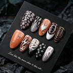 Press-On Nail Set Flame Design Chip-Resistant