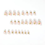Press-On Nail Set Flat French Floral Reusable