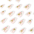Press-On Nail Set Flat French Floral Reusable