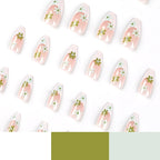 Press-On Nail Set Flat French Floral Reusable