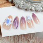 Press-On Nail Set Floral 20-Piece Adhesive Tabs