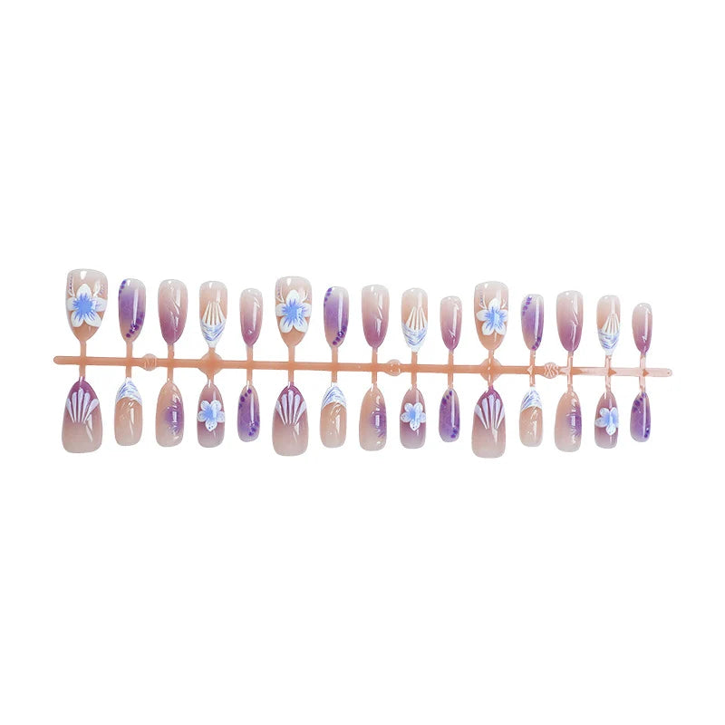 Press-On Nail Set Floral 20-Piece Adhesive Tabs