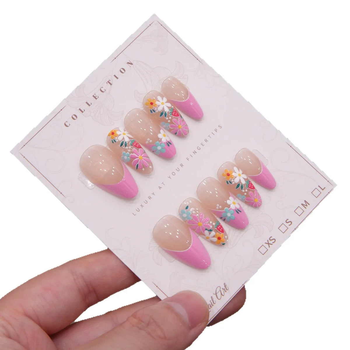 Press-On Nail Set Floral 24-Piece Custom Fit