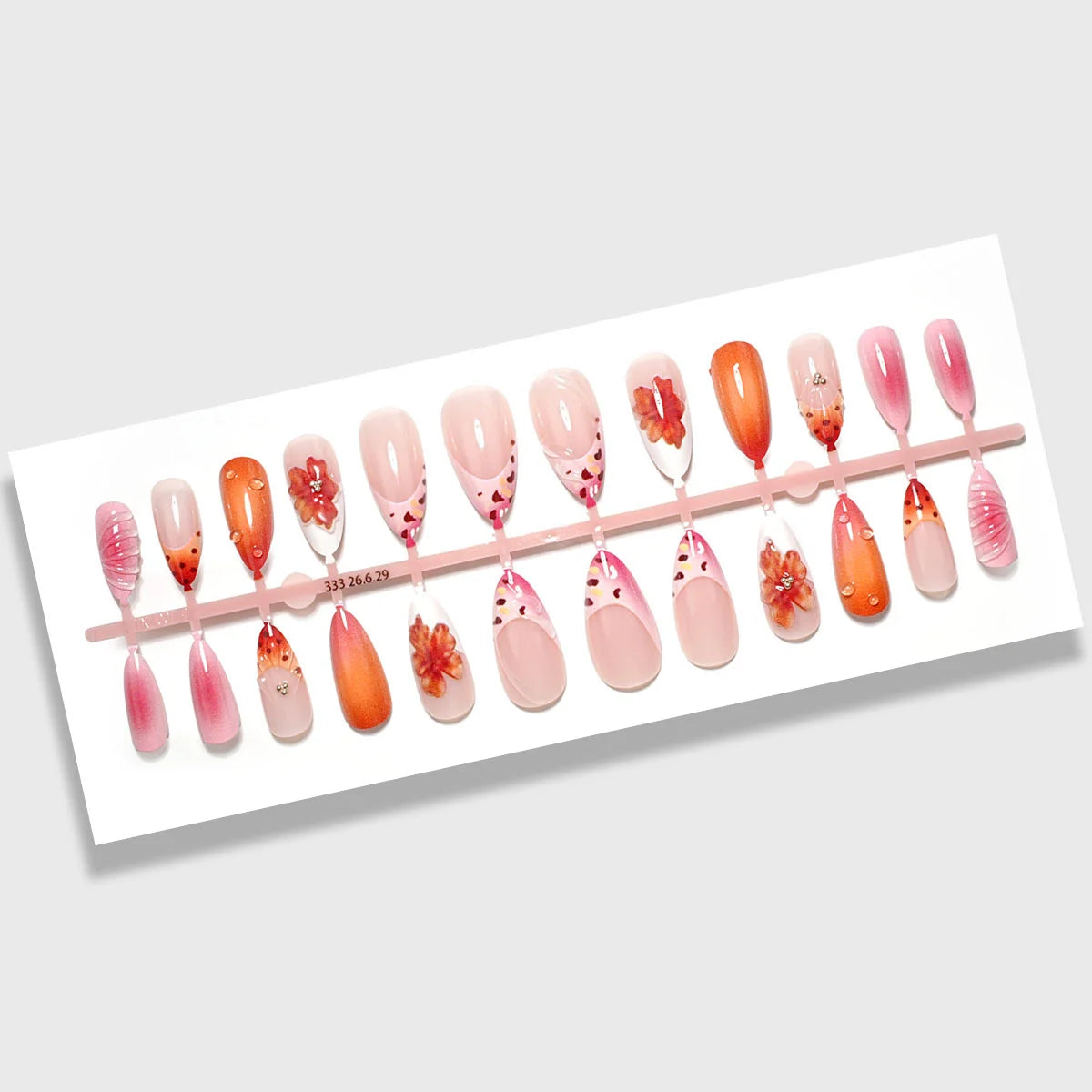Press-On Nail Set Floral 24-Piece Peel And Apply