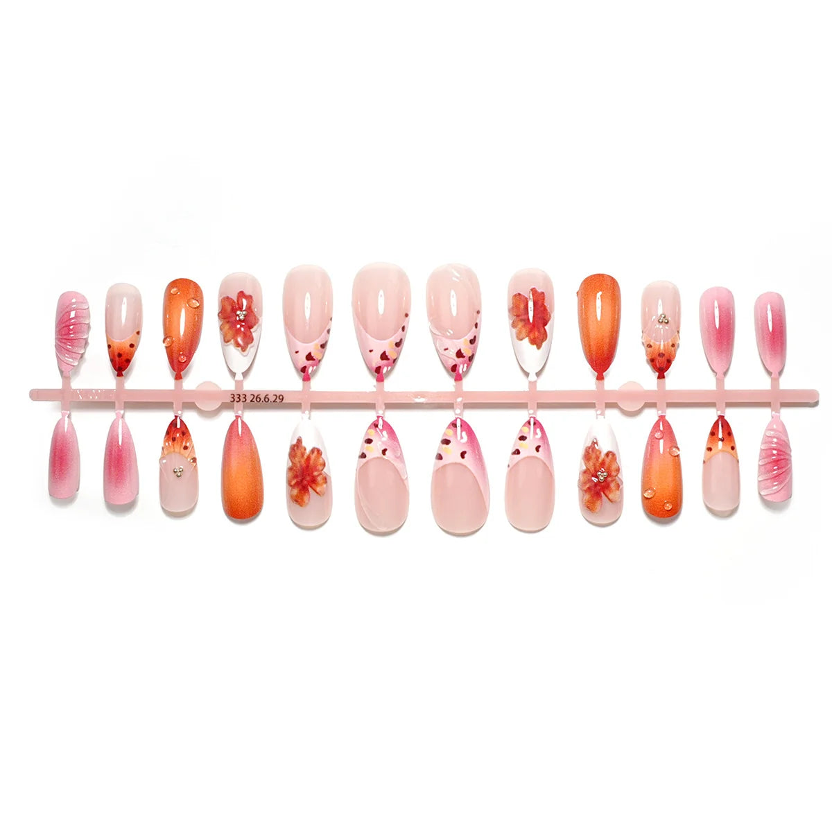 Press-On Nail Set Floral 24-Piece Peel And Apply
