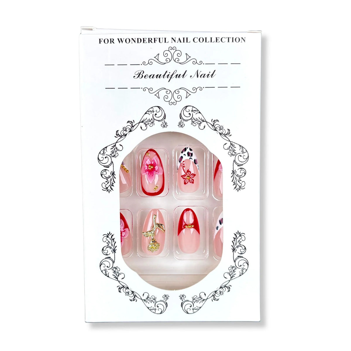 Press-On Nail Set Floral 24 Piece Peel And Press