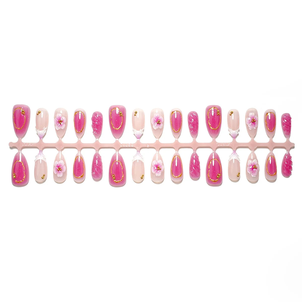 Press-On Nail Set Floral 30 Piece Gel & File