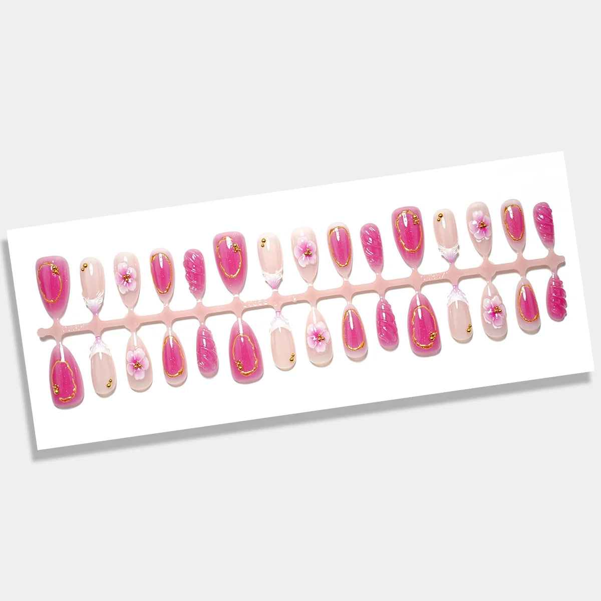 Press-On Nail Set Floral 30 Piece Gel & File