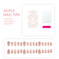Press-On Nail Set Floral 30-Piece With Glue & File