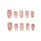 Press-On Nail Set Floral 30-Piece With Glue & File