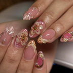 Press-On Nail Set Floral 30-Piece With Glue & File