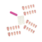 Press-On Nail Set Floral 30-Piece With Glue & File