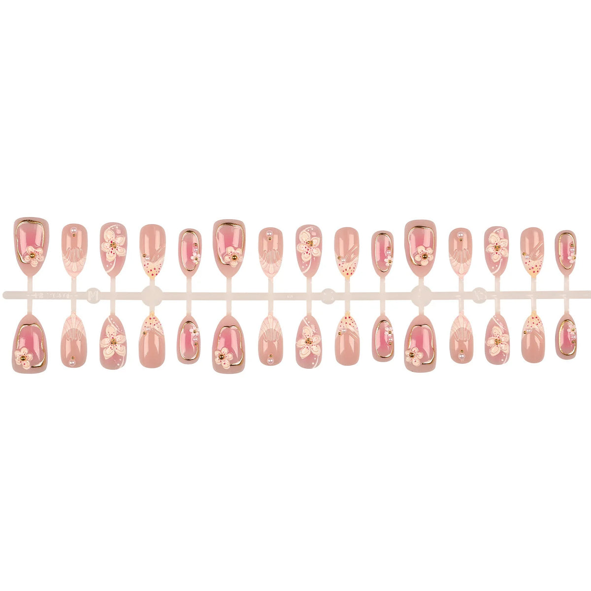 Press-On Nail Set Floral 30-Piece With Glue & File