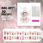 Press-On Nail Set Floral 30 Pieces Peel-And-Stick