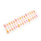 Press-On Nail Set Floral 3D Accents Adhesive Tabs