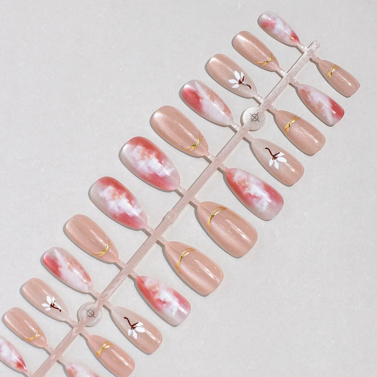 Press-On Nail Set Floral & Abstract 24-Piece Adhesive & Reusable