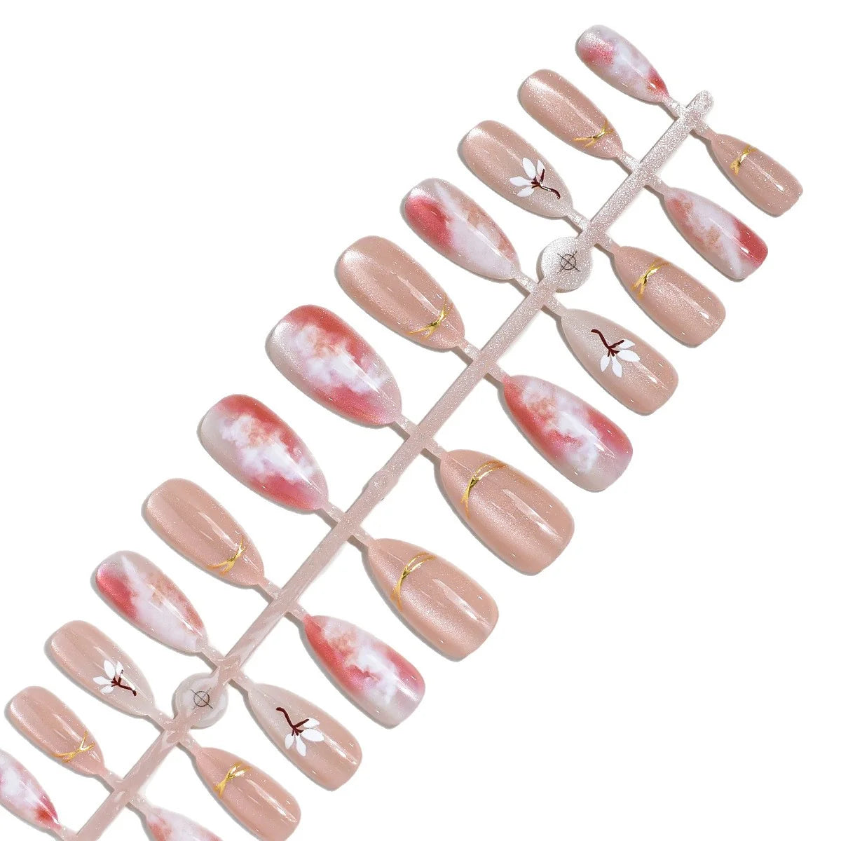 Press-On Nail Set Floral & Abstract 24-Piece Adhesive & Reusable