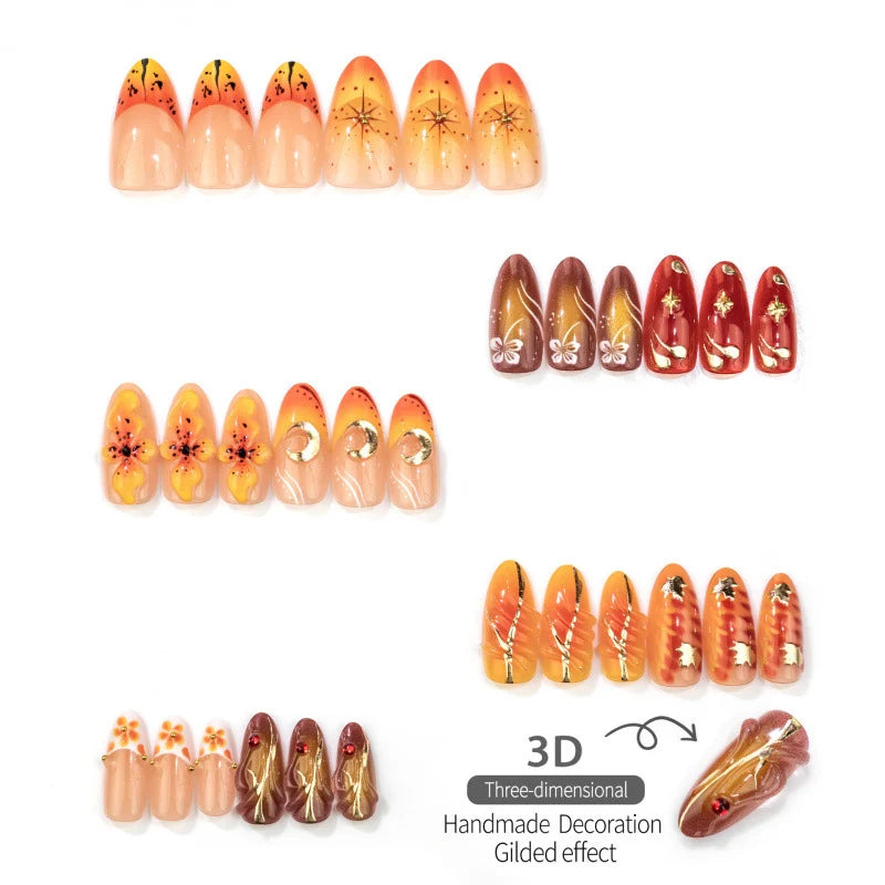 Press-On Nail Set Floral & Abstract Designs