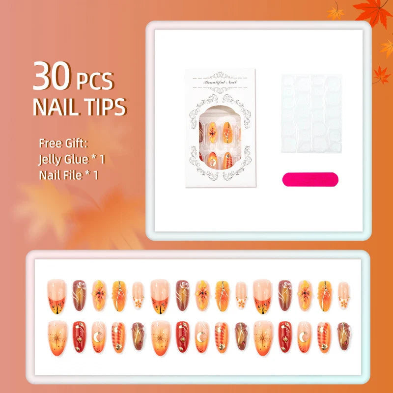 Press-On Nail Set Floral & Abstract Designs