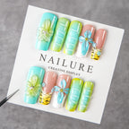 Press-On Nail Set Floral & Abstract Designs Durable Glossy