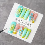 Press-On Nail Set Floral & Abstract Designs Durable Glossy