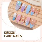 Press-On Nail Set Floral Accent Designs Easy Apply