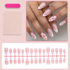 Press-On Nail Set Floral Accent Durable Plastic Easy Application