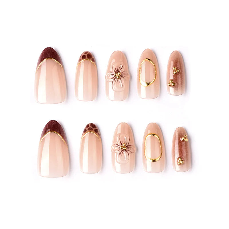 Press-On Nail Set Floral Accent Easy Application