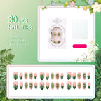 Press-On Nail Set Floral Accent Easy Application Multiple Sizes