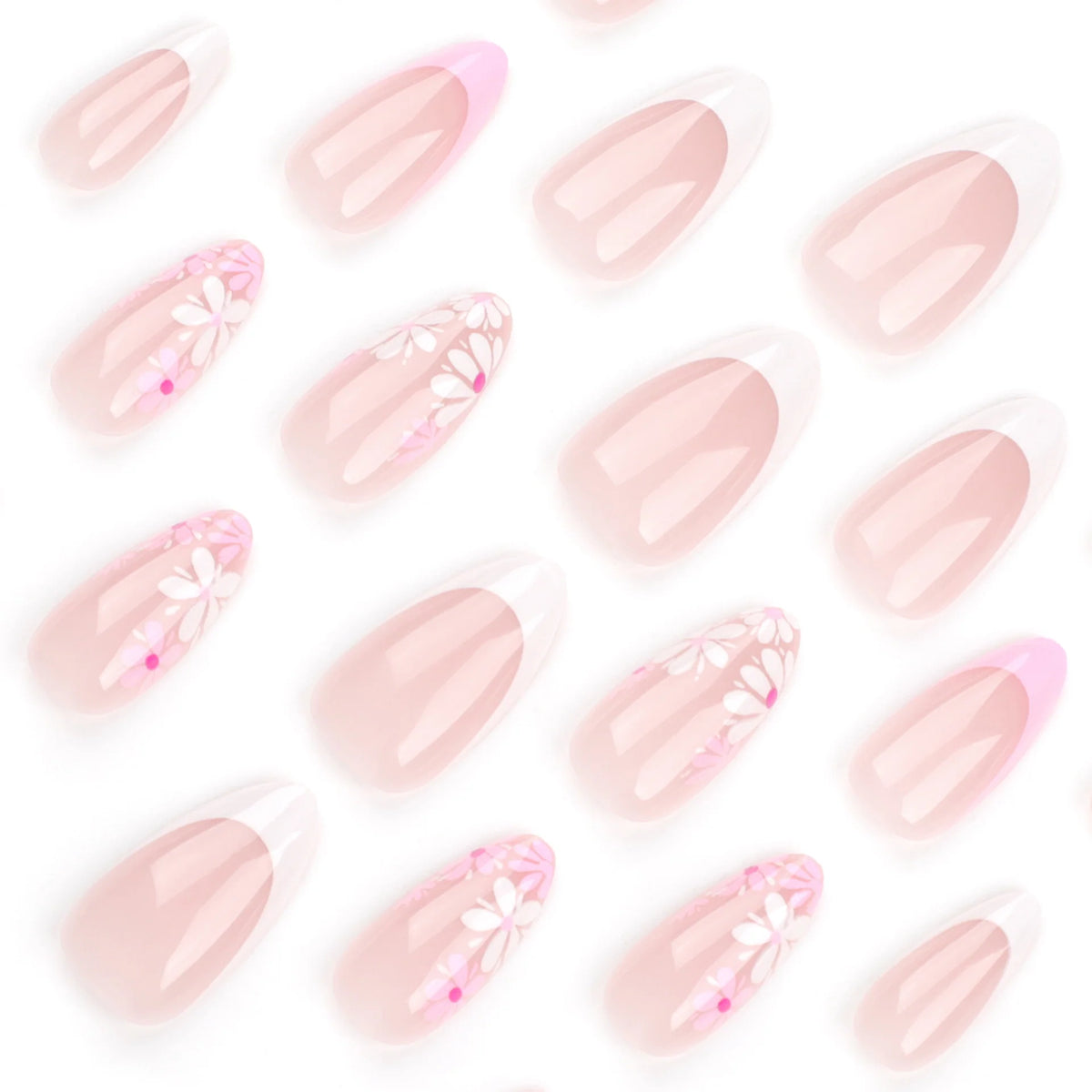 Press-On Nail Set Floral Accent Easy Apply