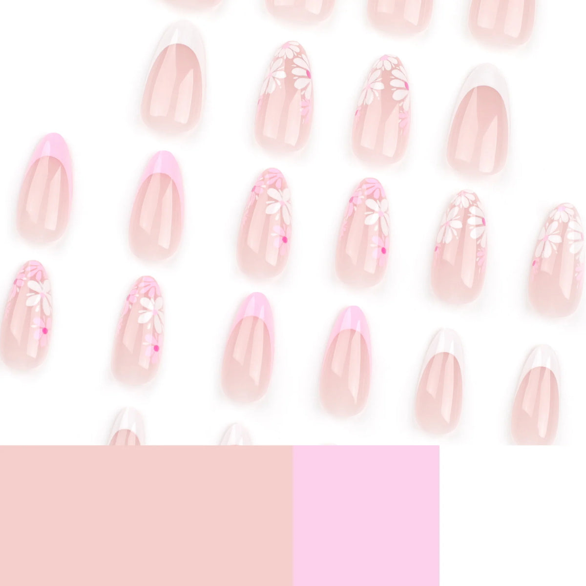 Press-On Nail Set Floral Accent Easy Apply