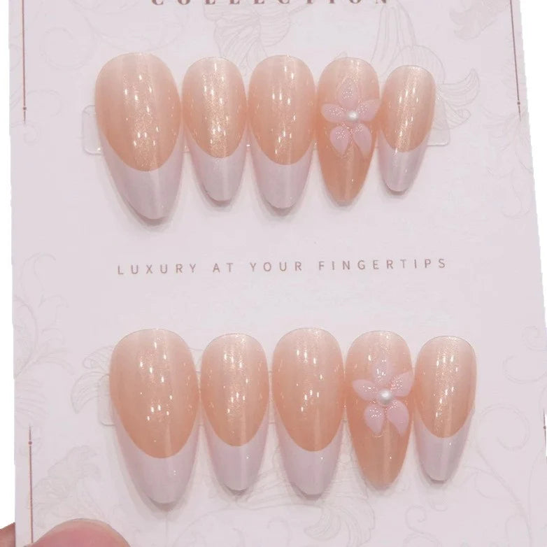 Press-On Nail Set Floral Accent Glossy 24-Piece