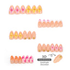 Press-On Nail Set Floral Accent & Glossy Finish