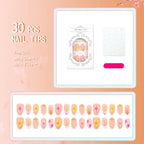 Press-On Nail Set Floral Accent & Glossy Finish