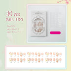 Press-On Nail Set Floral Accent Glossy Finish Reusable