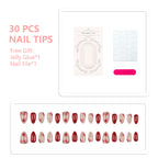Press-On Nail Set Floral Accent Includes Glue & File
