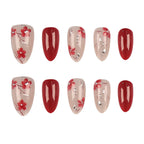 Press-On Nail Set Floral Accent Includes Glue & File