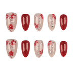 Press-On Nail Set Floral Accent Includes Glue & File