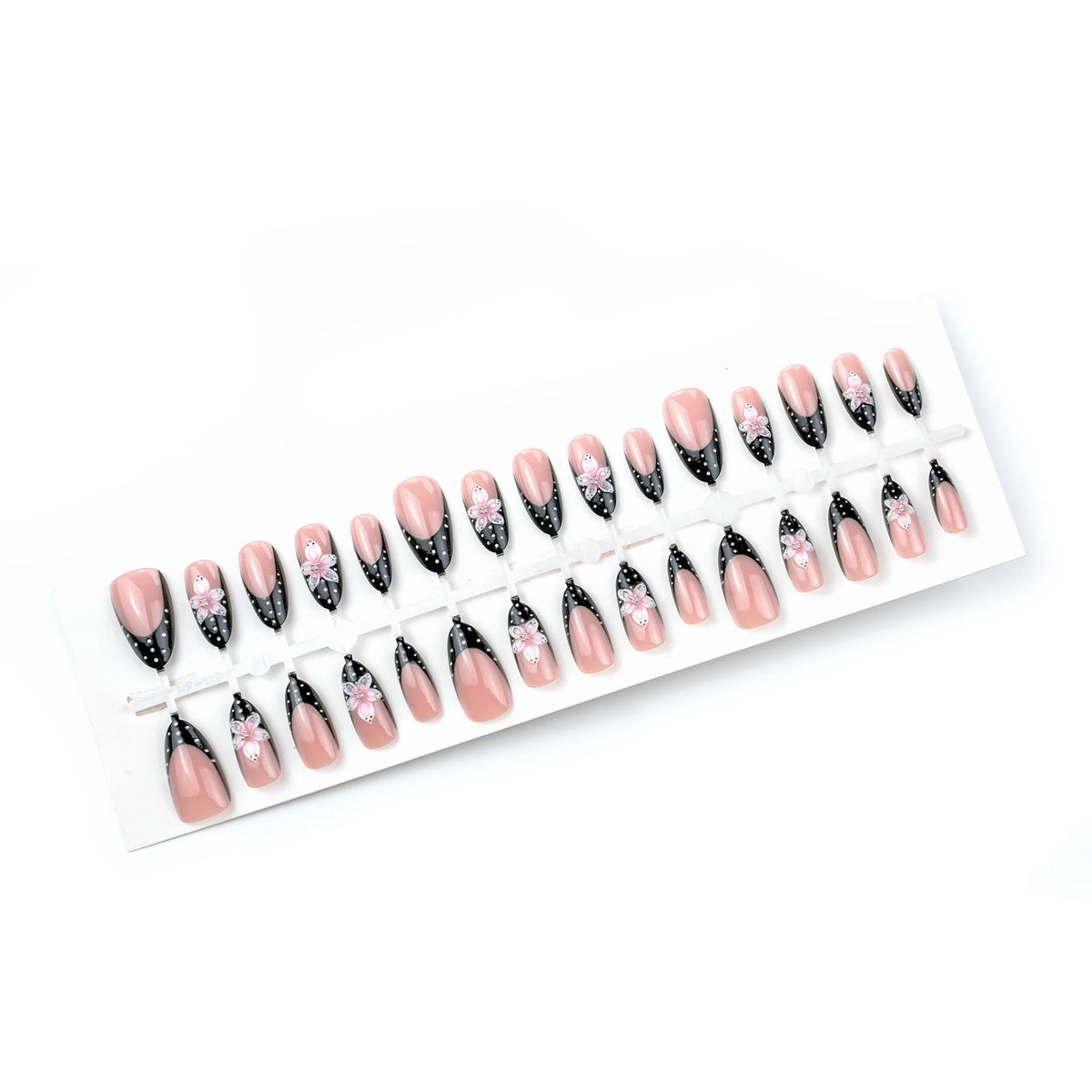 Press-On Nail Set Floral Accent Long-Lasting