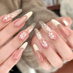 Press-On Nail Set Floral Accent No Glue