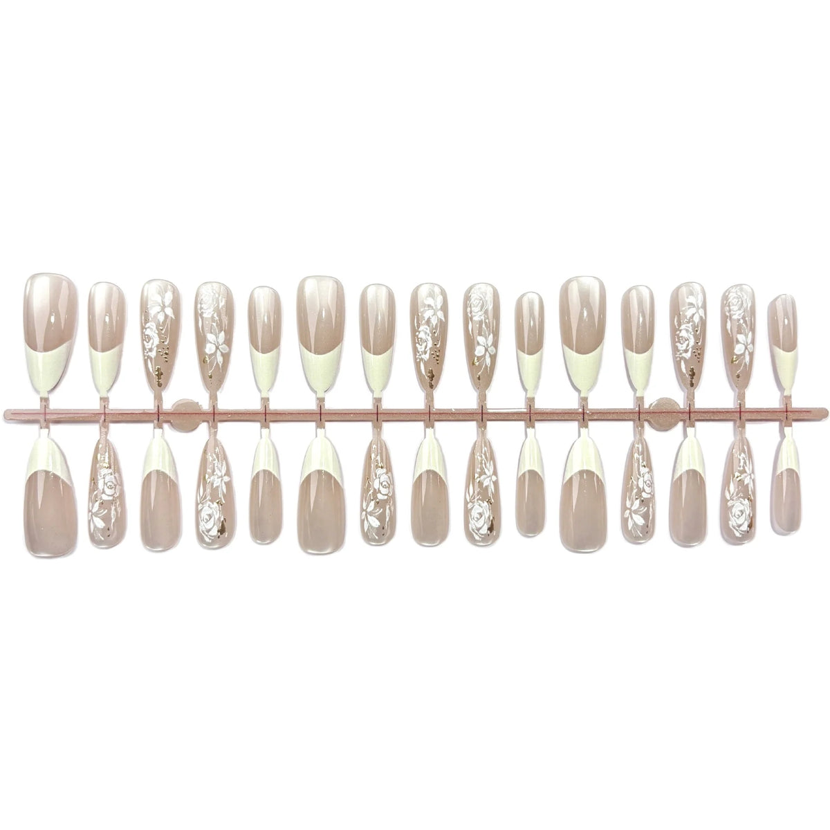 Press-On Nail Set Floral Accent No Glue