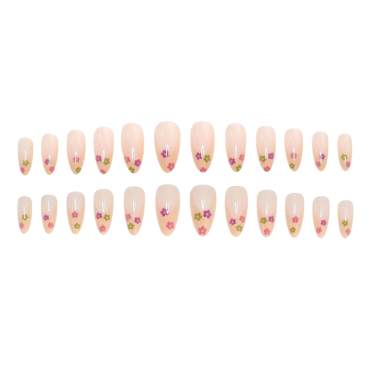 Press-On Nail Set Floral Accent Peel-And-Stick