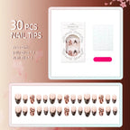 Press-On Nail Set Floral Accent Reusable No Glue