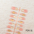 Press-On Nail Set Floral Accent Self-Adhesive & Reusable