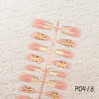 Press-On Nail Set Floral Accent Self-Adhesive & Reusable
